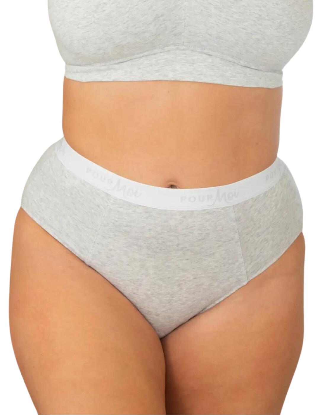 20109 Pour Moi Love To Lounge Logo Cotton Deep Brief - 20109 Grey Marl