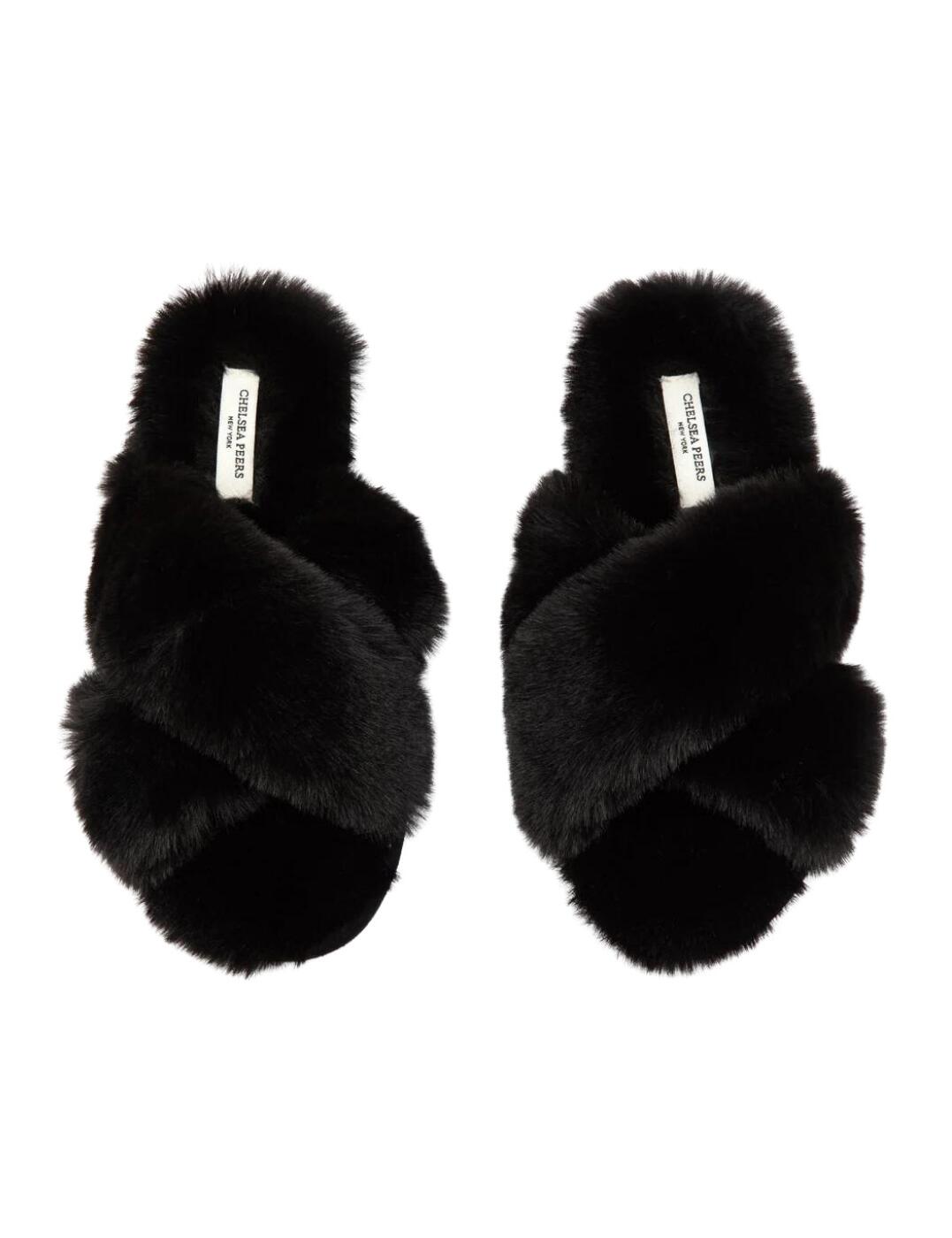 CWNOS184RPLN Chelsea Peers Cross Strap Slider Slippers CWNOS184RPLN Black