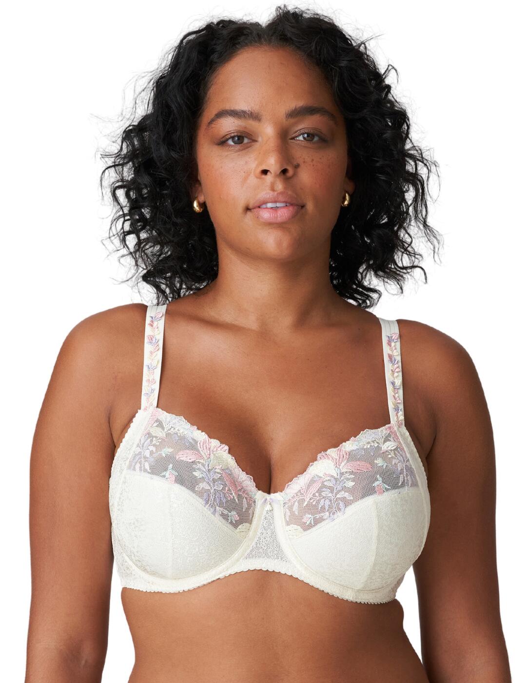  Womens Full Coverage Floral Lace Underwired Bra Plus Size  Non Padded Comfort Bra 32H White