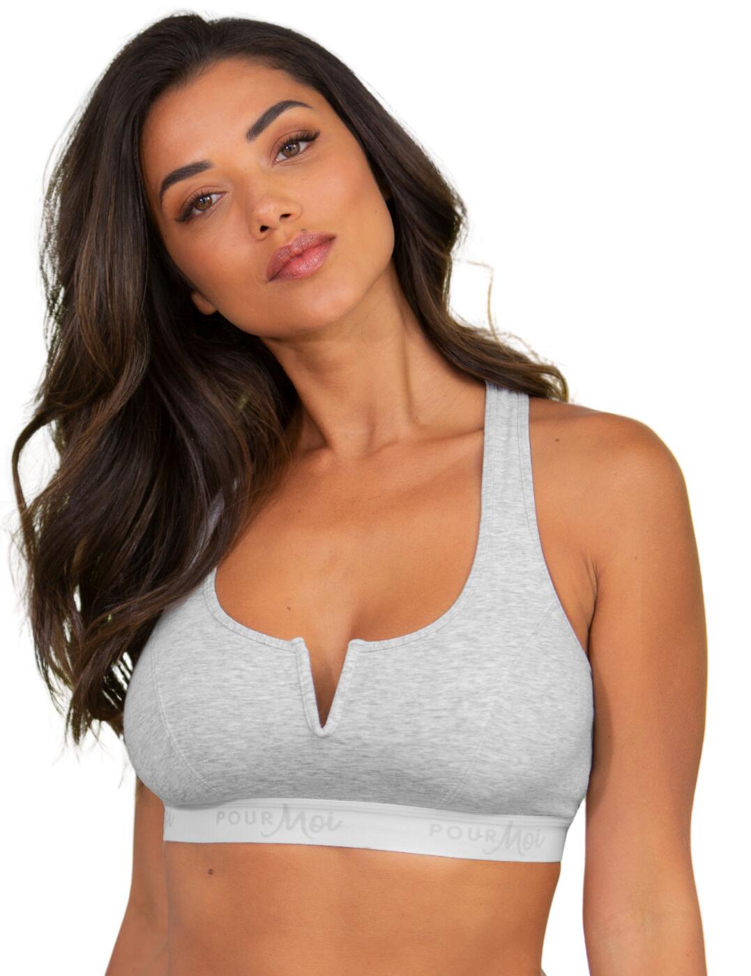20106 Pour Moi Love to Lounge Logo Cotton Non-Wired Crop Top - 20106 Grey  Marl