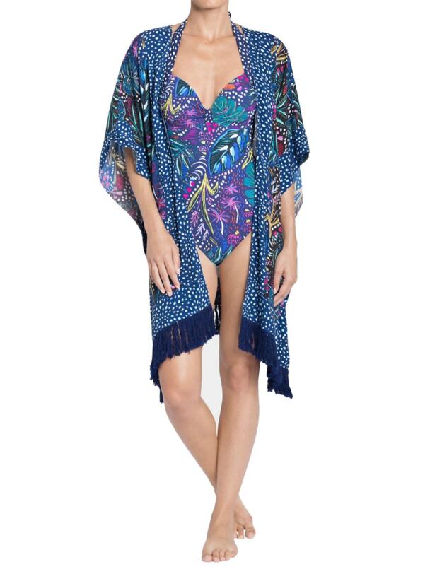 10167500 Triumph Painted Leaves Kimono Kaftan Multi  - 10167500 Kimono