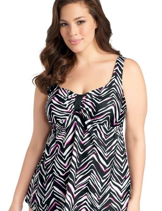 7031 Elomi Swim Zula Flared Tankini Top Black - 7031 Black