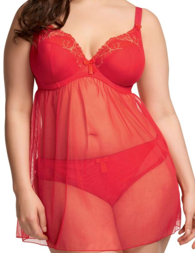 8141 Elomi Maggie Babydoll Nightdress Paprika Red - 8141 Papikra Red