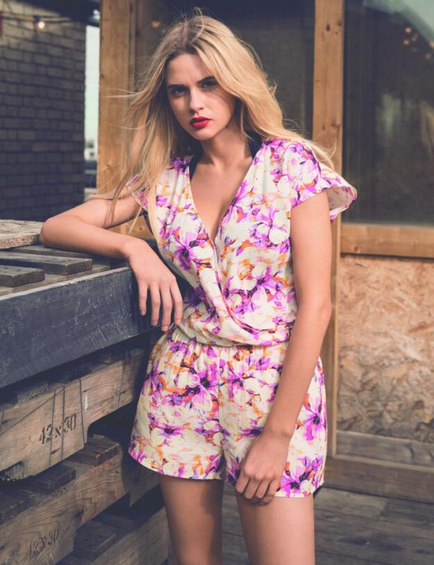 3441 Freya Coral Bay Crossover Playsuit Sunset - 3441 Sunset