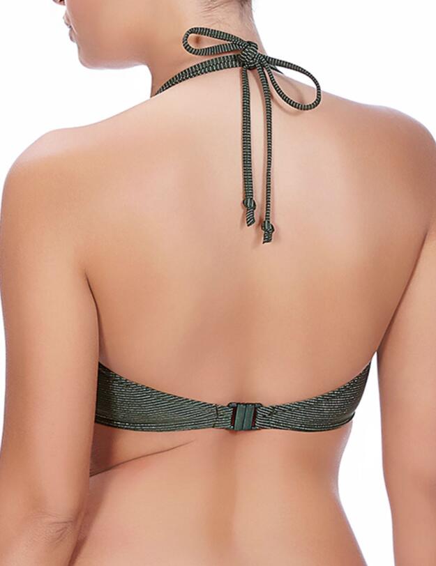3840 Freya Glam Rock Bandless Halter Bikini Top Olive - 3840 Olive
