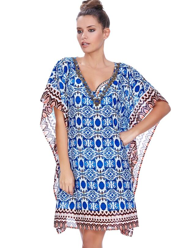 6246 Fantasie Aveiro Kaftan Beach Dress Cobalt - 6246 Kaftan