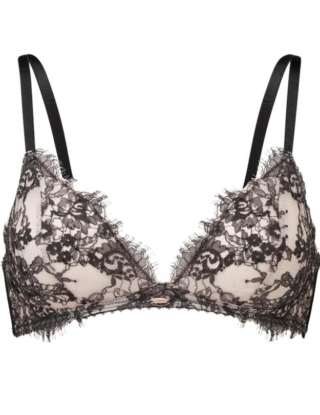 12605 Gossard VIP Dark Romance Non-Wired Triangle Plunge Bra - 12605 Charcoal/Blush