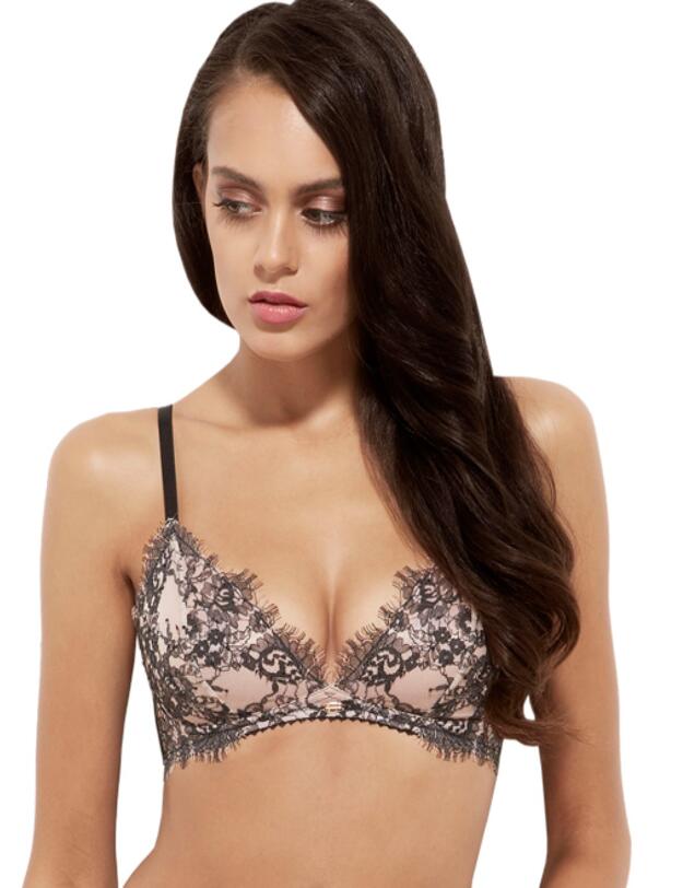 12605 Gossard VIP Dark Romance Non-Wired Triangle Plunge Bra - 12605 Charcoal/Blush