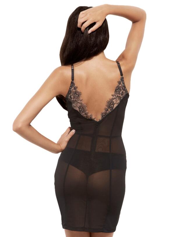 12610 Gossard VIP Dark Romance Slip Dress - 12610 Charcoal/Blush
