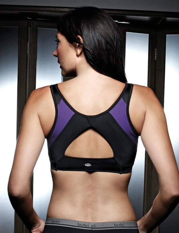  Berlei Sport Fit Crop Top Sports Bra in Black/Purple