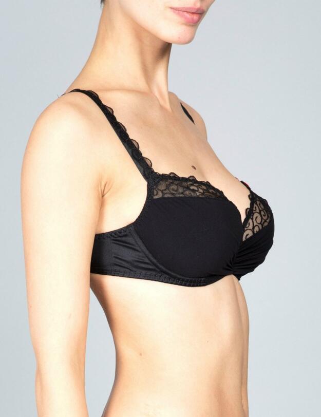 Maison Lejaby Rosae Underwired Lightly Padded Balconette Bra in Black