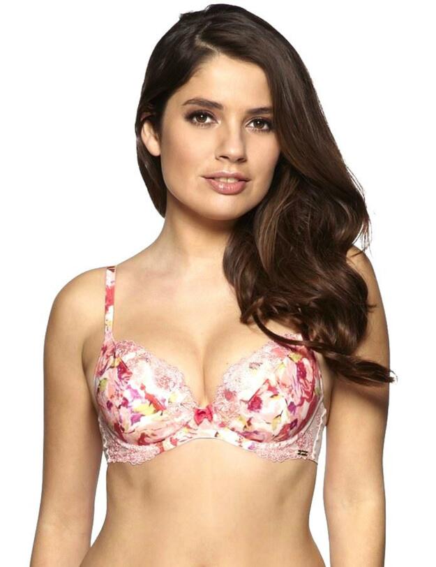 Gossard Watercolor Roses Everyday Plunge Bra in Pink Rose