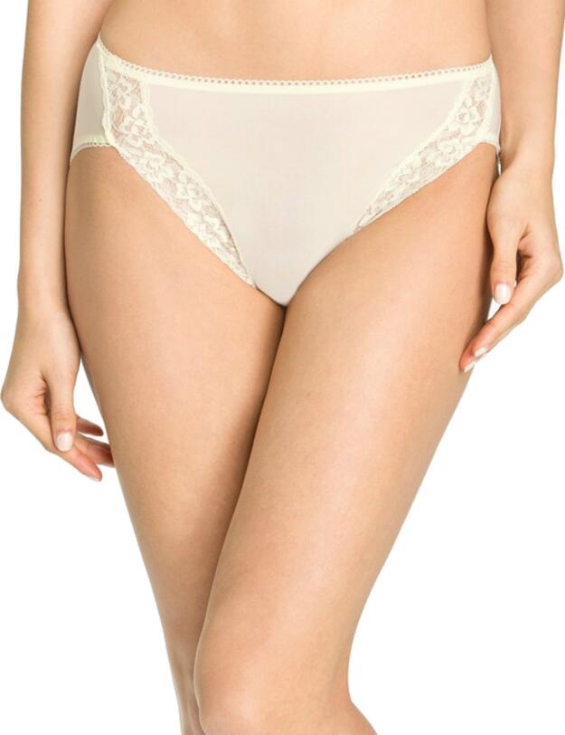 089371 Wacoal Bodysuede Lace Trim High Cut Brief - 089371 Ivory