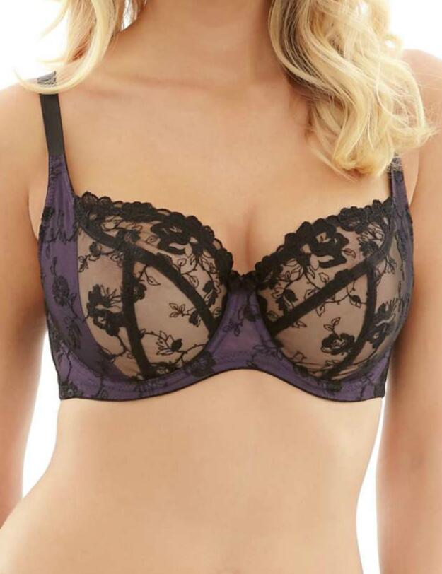 9591 Panache Lois Non Padded Balcony Bra - 9591 Black/Purple