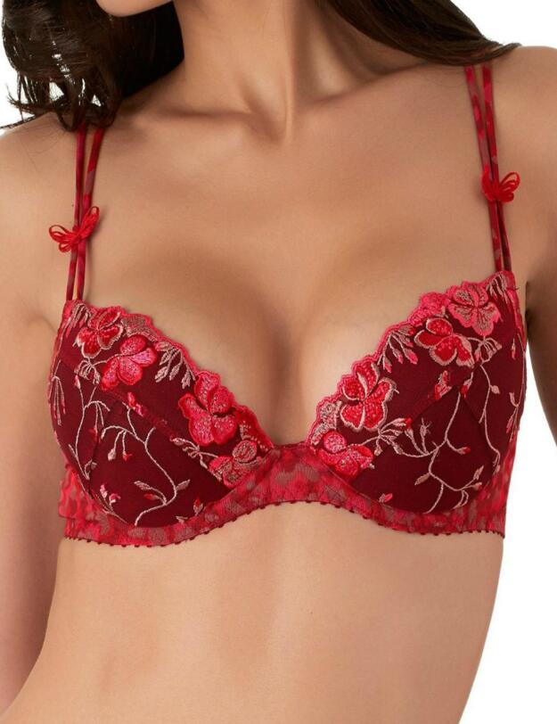 GA18 Aubade Fleurs De Pommier Padded Plunge Bra - GA18 Love Affair Red