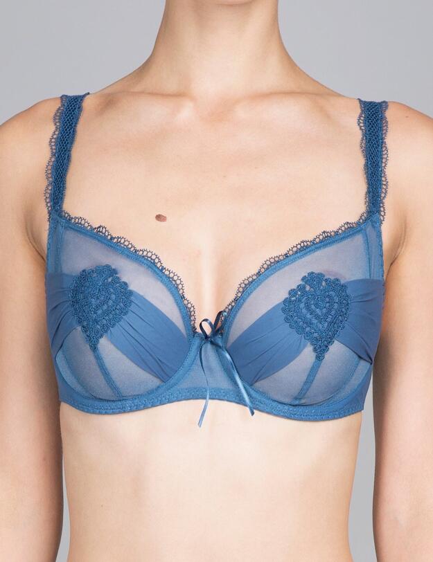 G61437 Maison Lejaby Elixir Attrape-Coeur 3 Part Sexy Demi-Cup Bra - G61437 Saphir Bleu