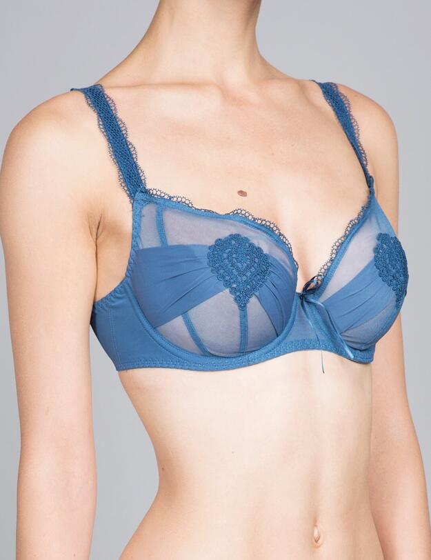 G61437 Maison Lejaby Elixir Attrape-Coeur 3 Part Sexy Demi-Cup Bra - G61437 Saphir Bleu