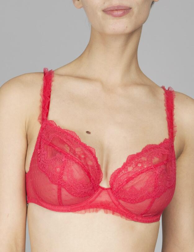 31631 Maison Lejaby Demoiselle 3 Part Balconette Bra - 31631 Tagada Pink