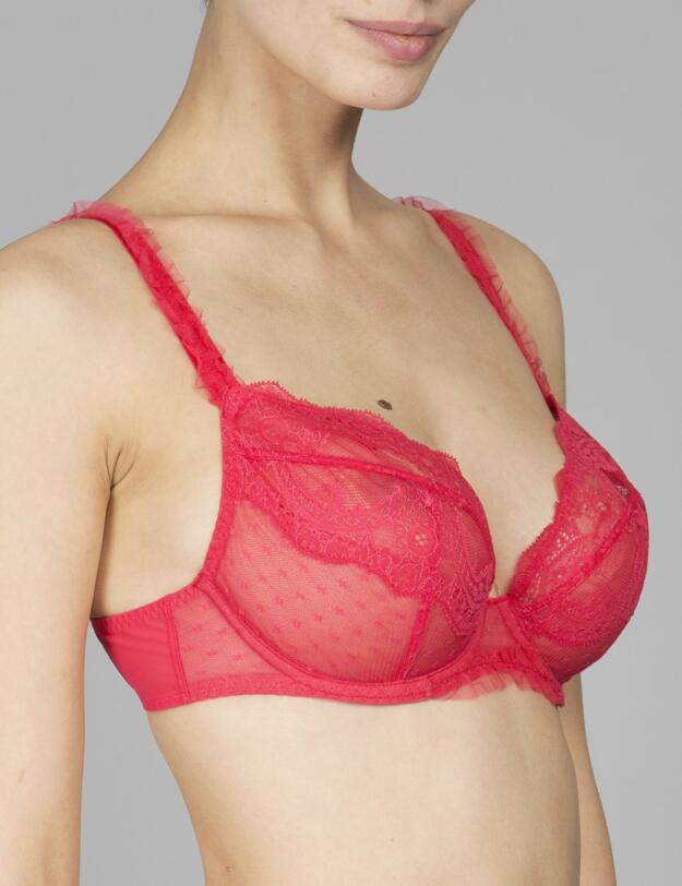 31631 Maison Lejaby Demoiselle 3 Part Balconette Bra - 31631 Tagada Pink