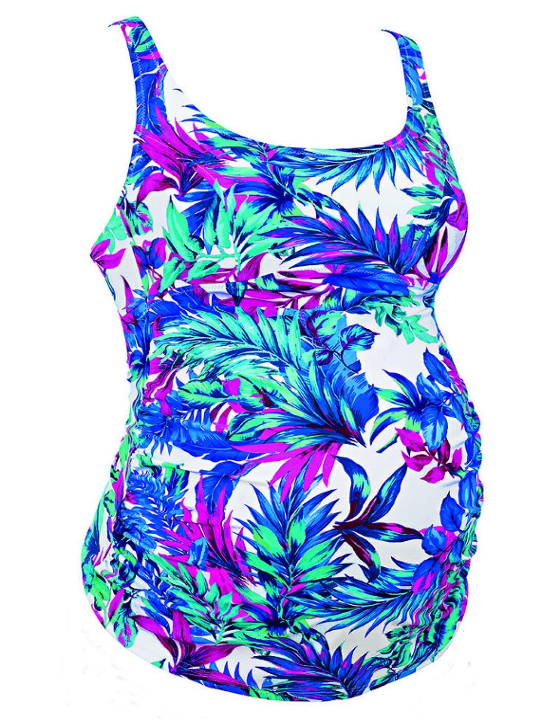 9644 Anita Hatutu Two-Piece Maternity Tankini And Bikini Brief Swimwear Set - 9644 Original (Palm Tree Print)