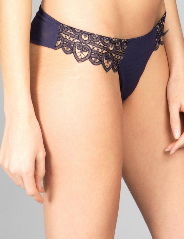 17162 Maison Lejaby Talisman Tanga Thong - 17162 Nuit Noire (Midnight Blue)