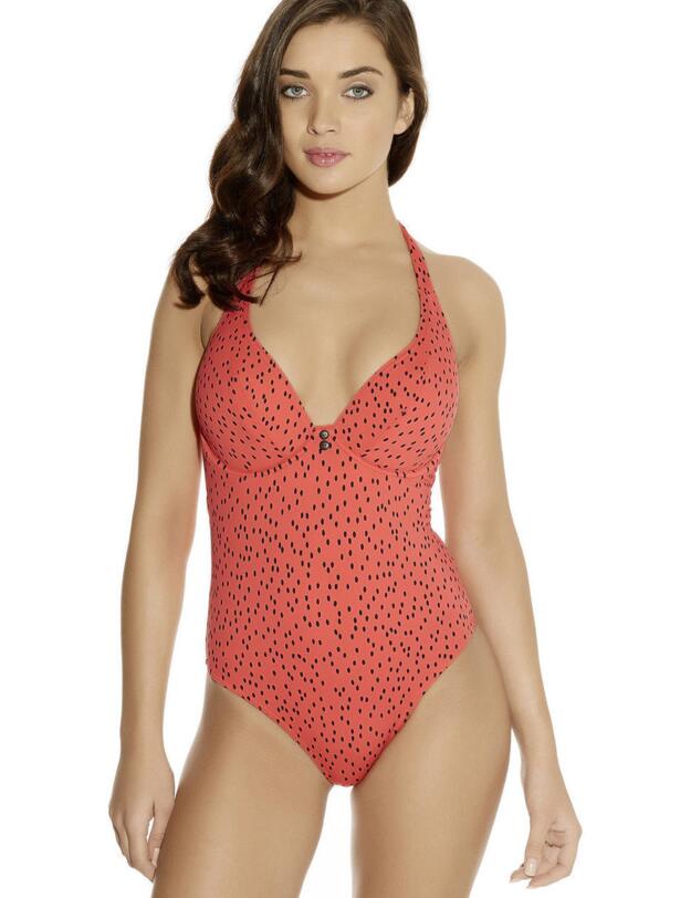 3764 Freya Pip Padded Halter Swimsuit Coral Orange - 3764 Orange
