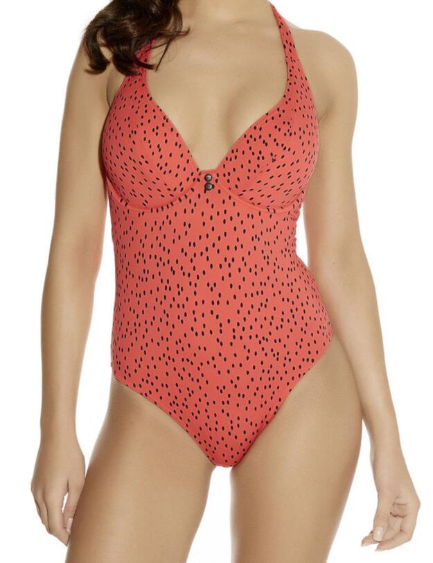 3764 Freya Pip Padded Halter Swimsuit Coral Orange - 3764 Orange
