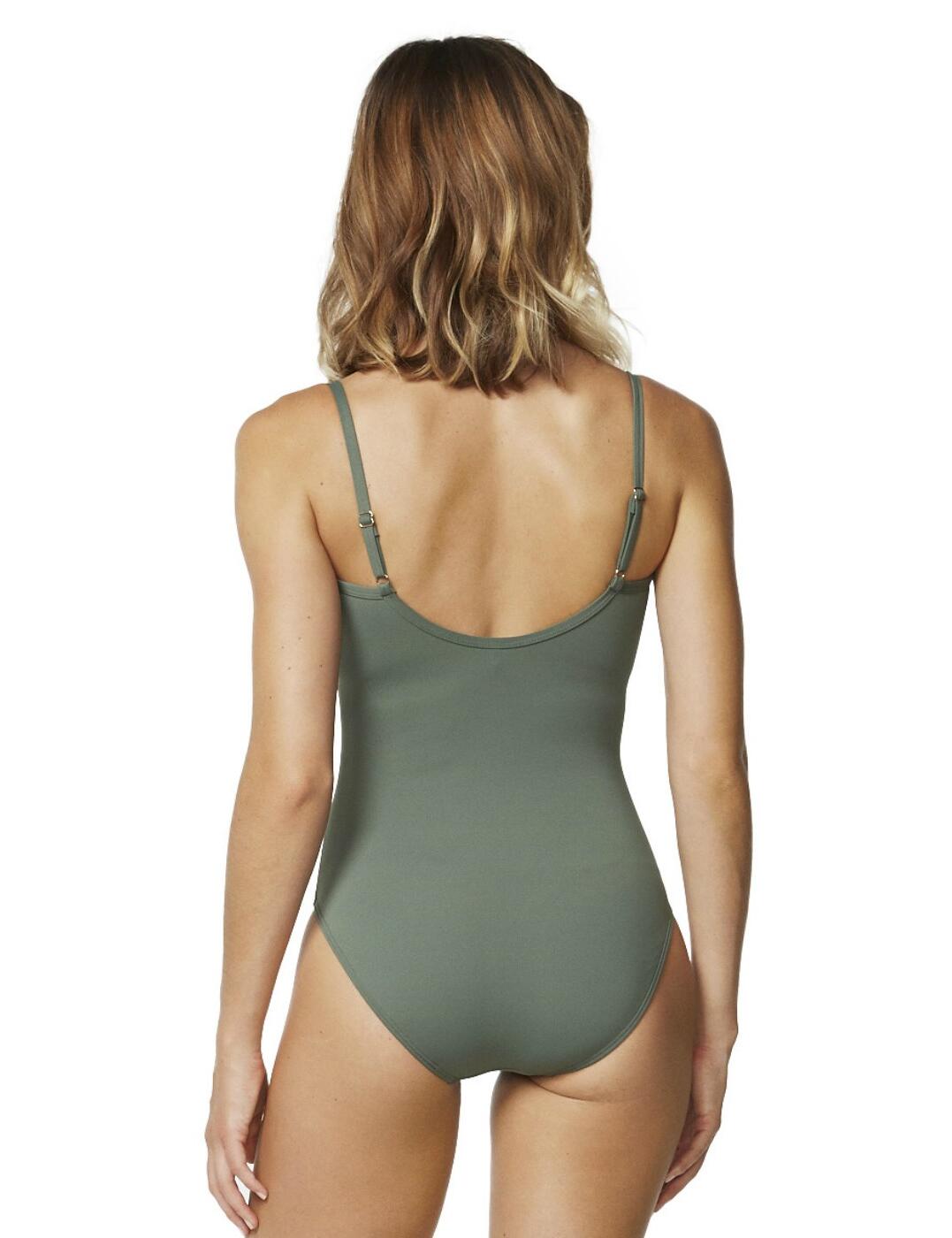 M4522CN Moontide Contours Gathered Wrap Swimsuit - M4522CN Olive