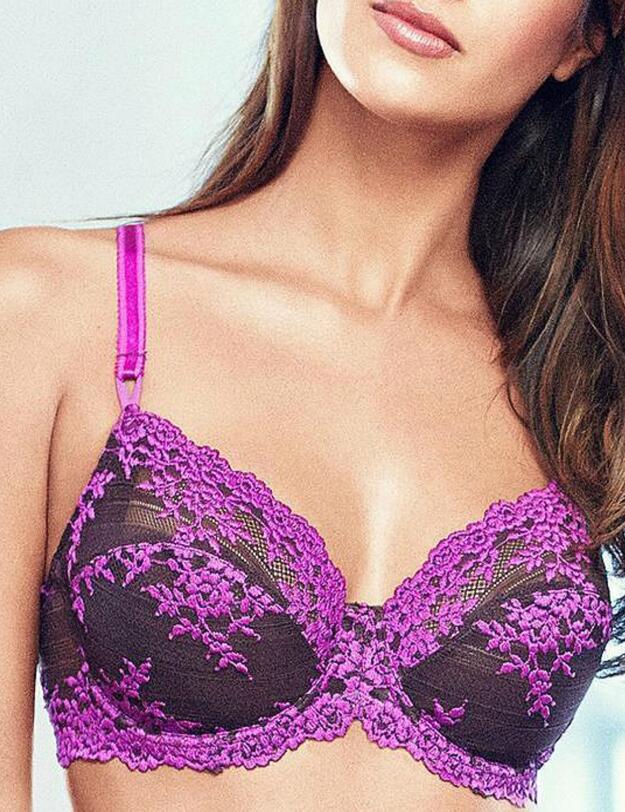 065191 Wacoal Embrace Lace Underwire Bra - 065191 Coffee Bean/Purple Cactus Flower