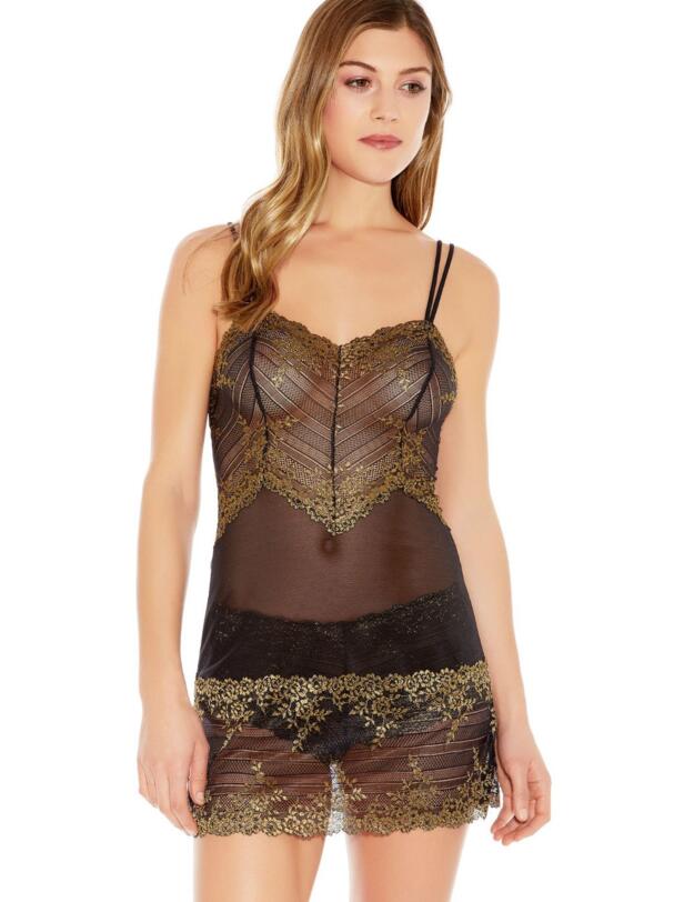 0814191 Wacoal Embrace Lace Chemise - 814191 Black/Gold Lurex