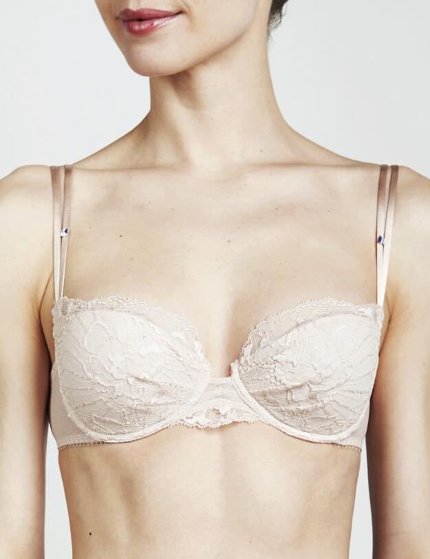 141232 Maison Lejaby Passion Padded Demi-Cup Bra - 141232 Crème Rosee