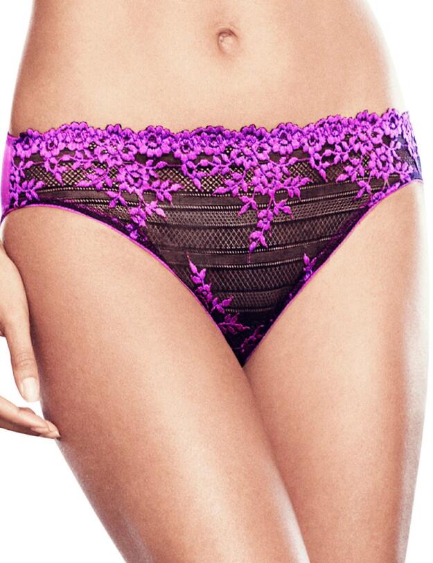 841191 Wacoal Embrace Lace Hi Cut Brief - 841191 Coffee Bean/Purple Cactus Flower