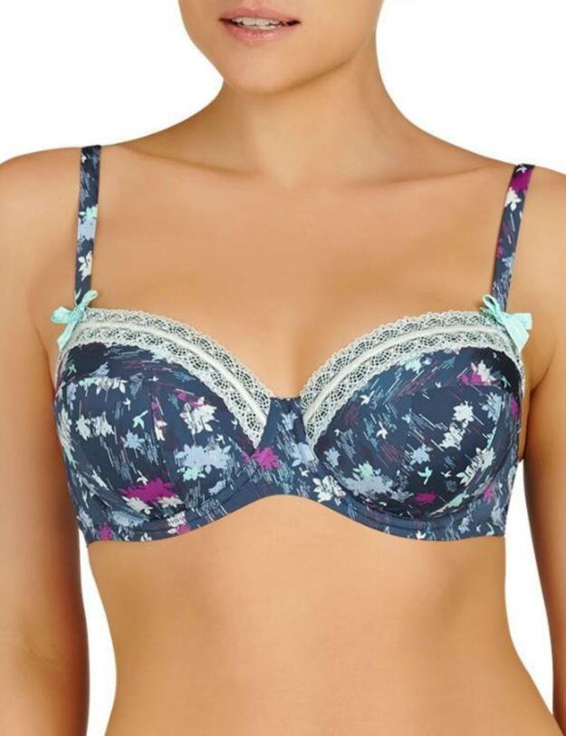 L23-0055 Evollove Splash Print & Lace Contour Bra Fly High Print/Estate Blue  - L23-0055 Contour Bra