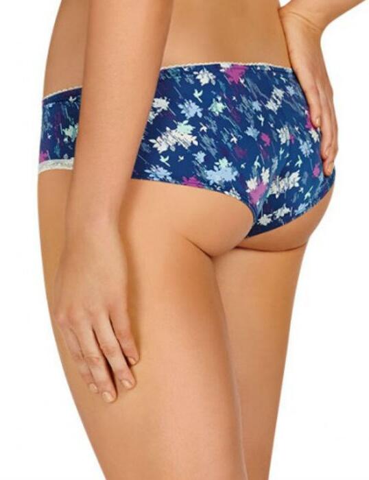 L38-0055 Evollove Splash Print & Lace Brazilian Fly High Print/Estate Blue  - L38-0055 Brazilian
