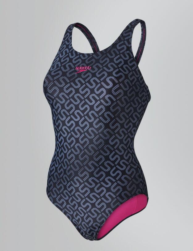 809247A571 Speedo Monogram Muscleback Swimsuit - 809247A571 Black/Grey