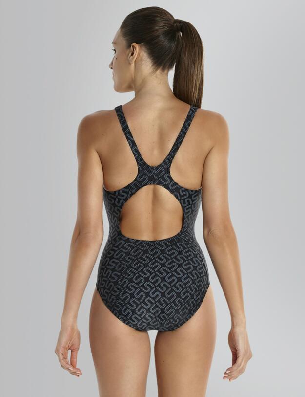 809247A571 Speedo Monogram Muscleback Swimsuit - 809247A571 Black/Grey