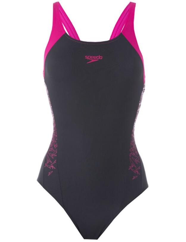 810821B374 Speedo Boom Splice Muscleback Swimsuit - 810821B374 Grey/Pink