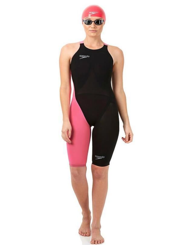 8091708441 Speedo Fastskin Lazer Elite V2 Open Back Kneeskin - 8091708441 Black/Pink