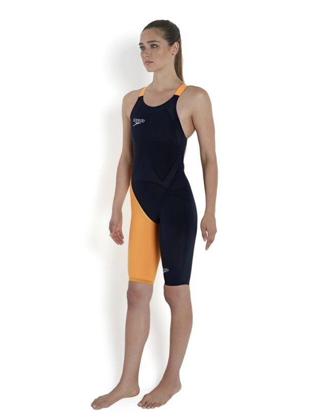 809171A223 Speedo Fastskin Lazer Elite V2 Closed Back Kneeskin - 809171A223 Navy/Orange