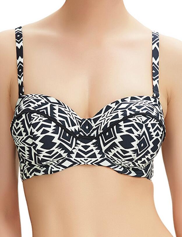 6345 Fantasie Beqa Underwired Bandeau Bikini Top - 6345 Black/Cream