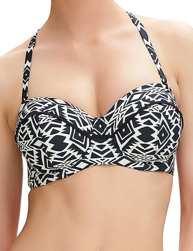 6345 Fantasie Beqa Underwired Bandeau Bikini Top - 6345 Black/Cream