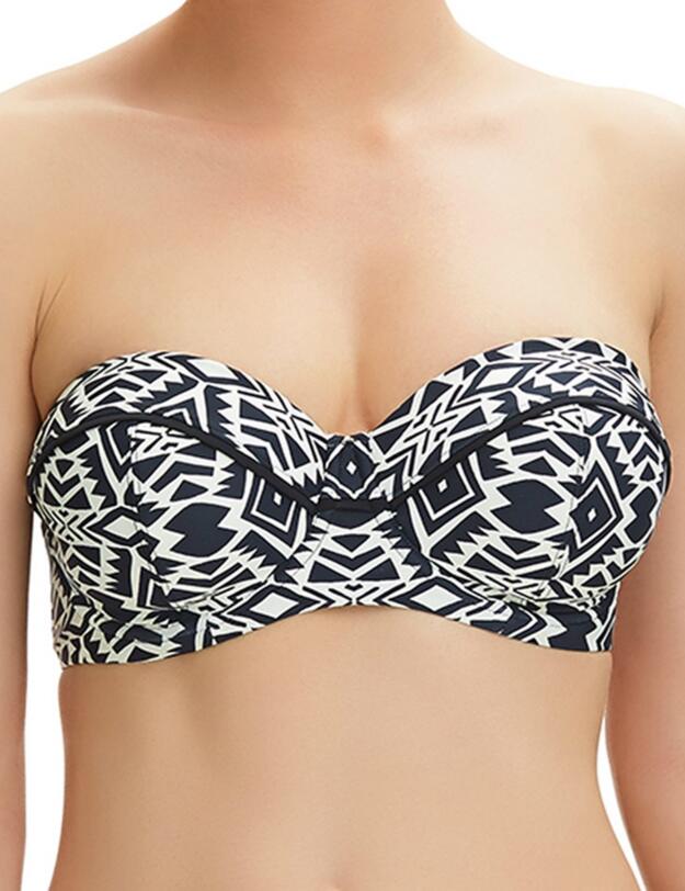 6345 Fantasie Beqa Underwired Bandeau Bikini Top - 6345 Black/Cream