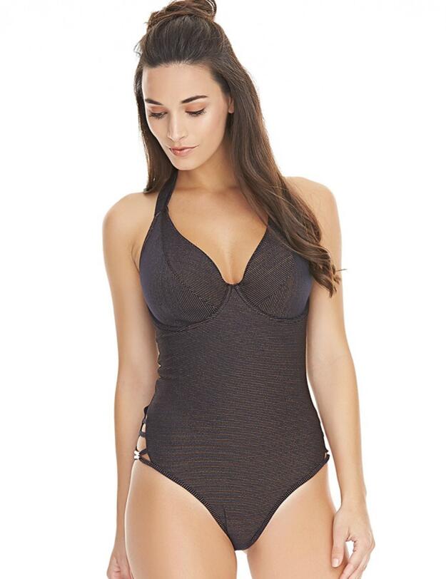3842 Freya Glam Rock Padded Halter Swimsuit - 3842 Rose Gold