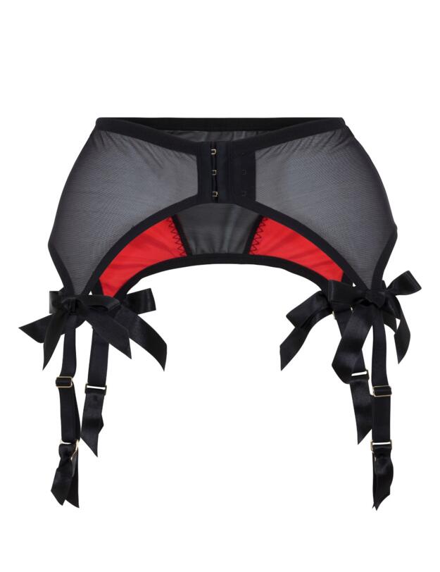 BP035RB Playful Promises Bettie Page 4 Strap Suspender Belt - BP035RB Red/Black