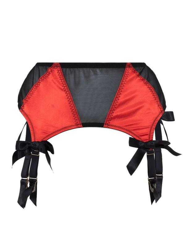 BP035RB Playful Promises Bettie Page 4 Strap Suspender Belt - BP035RB Red/Black