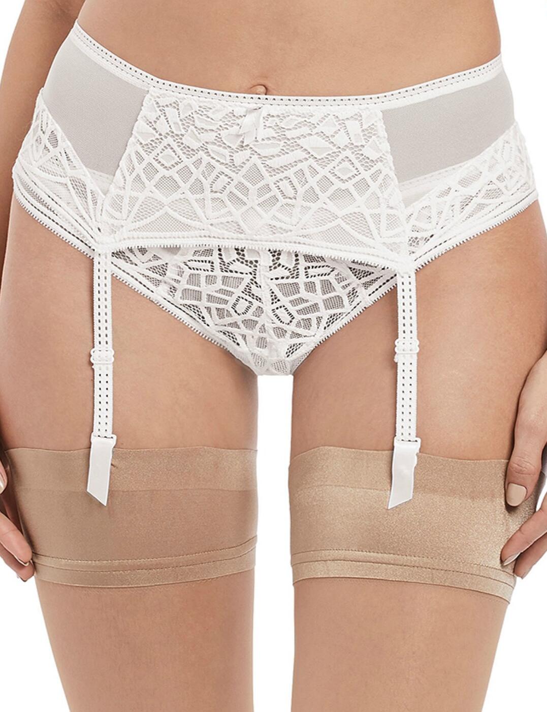5019 Freya Soiree Lace Suspender Belt - 5019 White