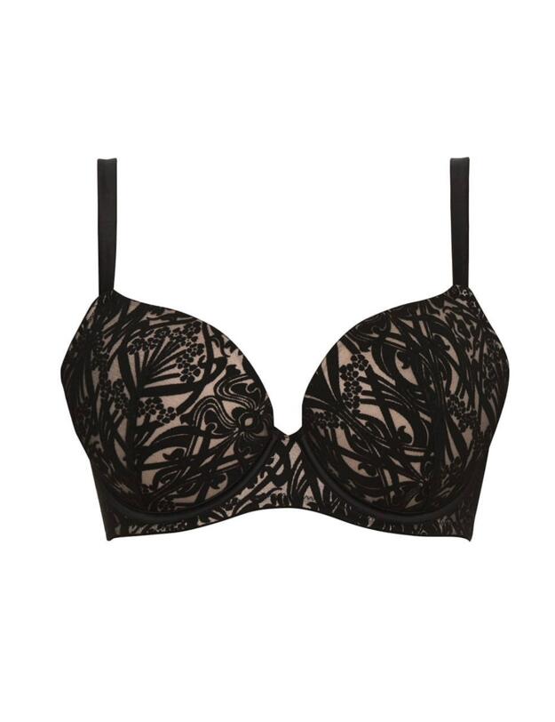 354101 Ultimo Delphinus Underwired Moulded Fuller Bust Plunge Bra - 354101 Black/Gold