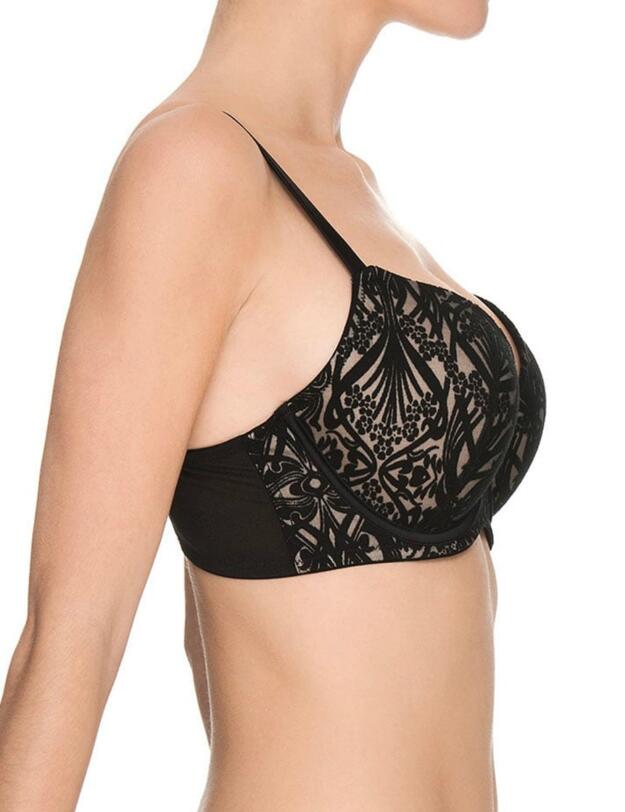354101 Ultimo Delphinus Underwired Moulded Fuller Bust Plunge Bra - 354101 Black/Gold