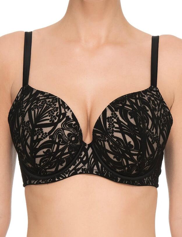 354101 Ultimo Delphinus Underwired Moulded Fuller Bust Plunge Bra - 354101 Black/Gold