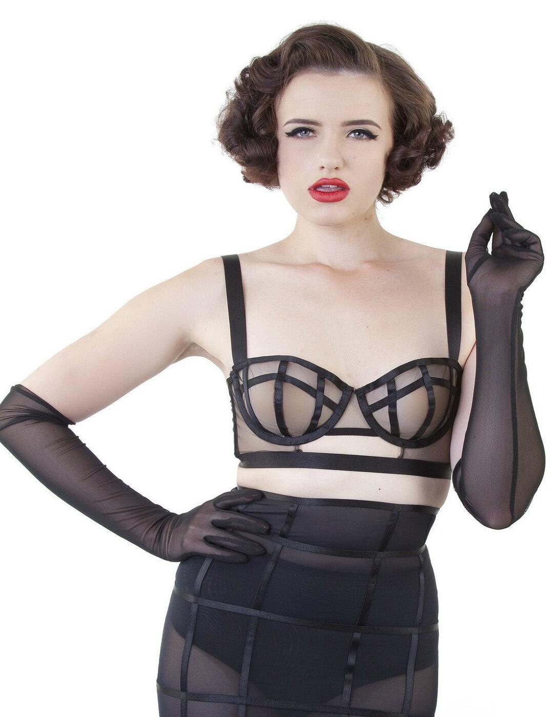 BP022 Playful Promises Bettie Page Mesh Gloves BP022 Black